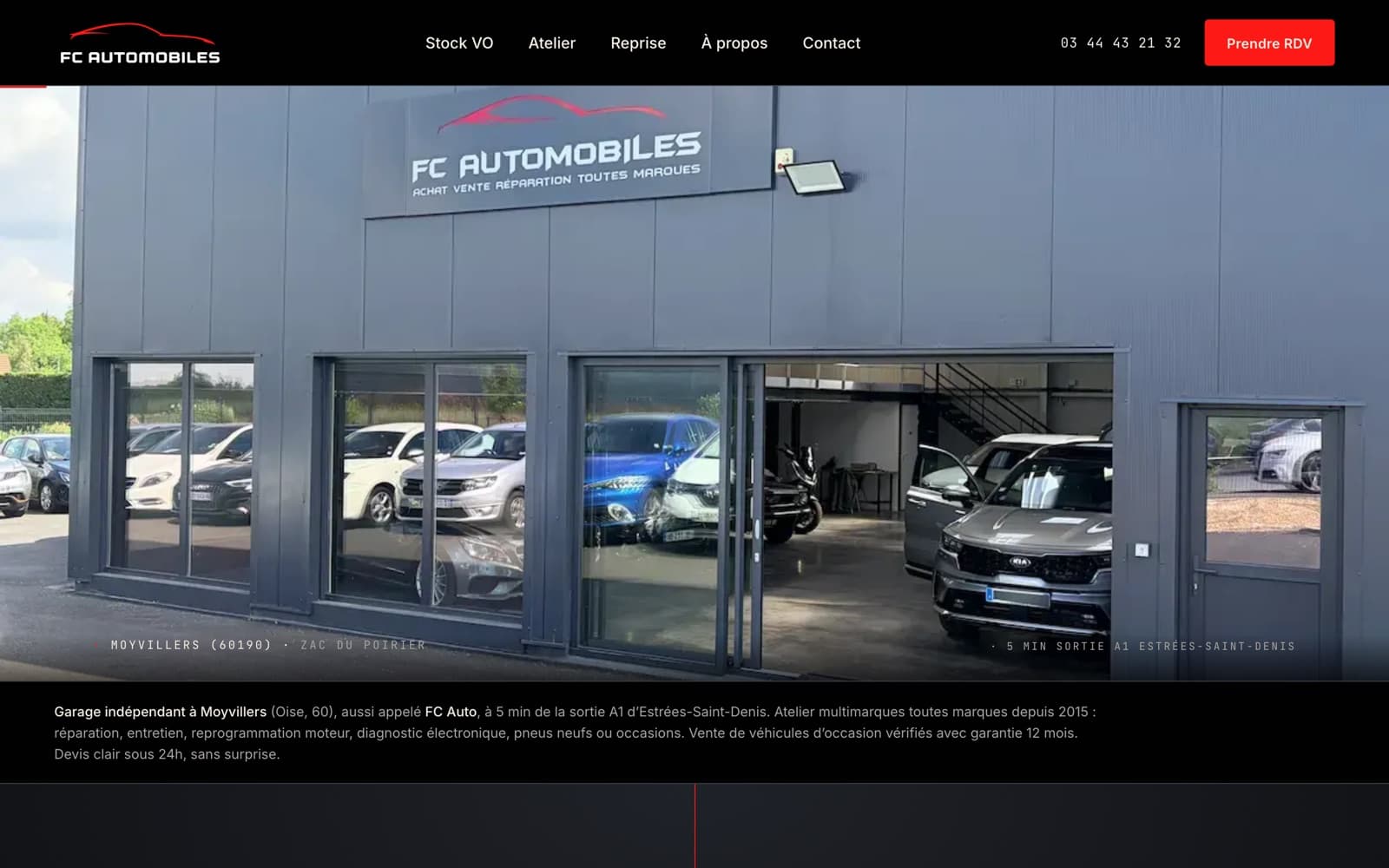 Site FC Automobiles réalisé par Cap Horn — page d’accueil