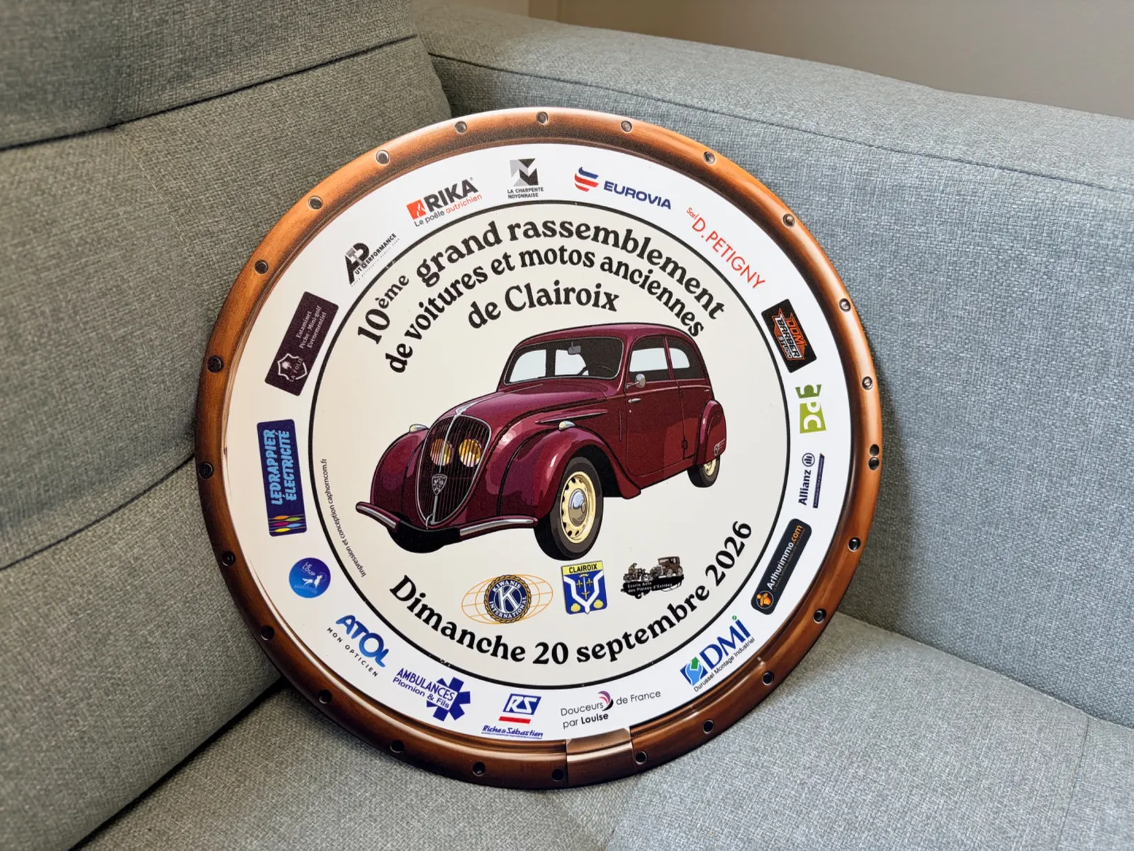 Plaque rallye ronde du 10e Grand Rassemblement de voitures et motos anciennes de Clairoix